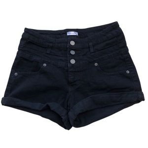 Xhilaration Cuffed Black 3 Button High Waist Shorts Size 6